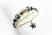 Cargar imagen en el visor de la galería, Pulsera Caddj MD12 | Mix Rondeles Estrella Negra
