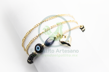 Cargar imagen en el visor de la galería, Pulsera Caddj MD14 | Ojo Plano Negro Corazón
