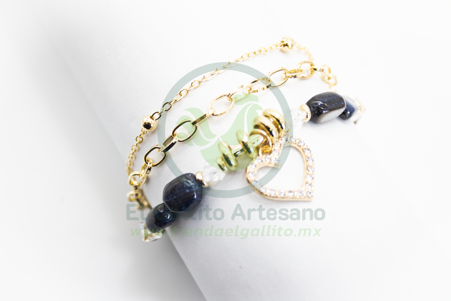 Pulsera Caddj MD15 | Chip Gr + Corazón Cristales