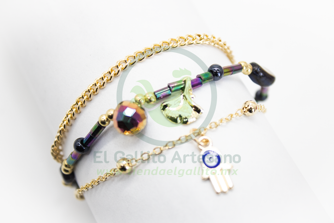 Pulsera Caddj MD16 | Mano Ojo + Cola de Sirena