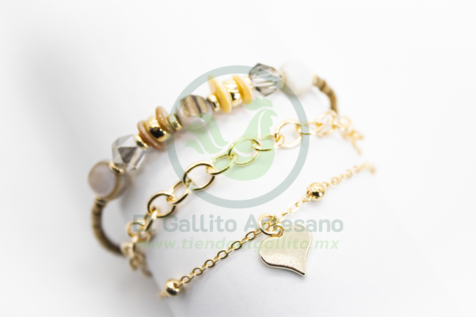 Pulsera Caddj MD17 | Chip Luneta + Corazón Plano