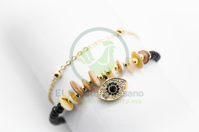 Pulsera Caddj MD22 | Mix Claros Ojo Cristales