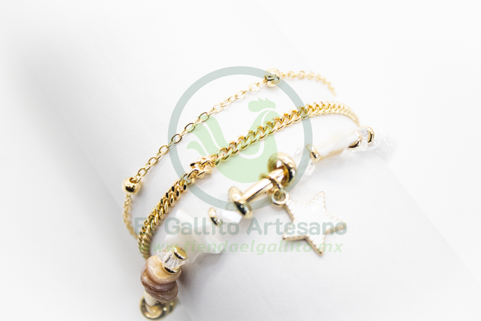 Pulsera Caddj MD24 | Chips Estrella Blanc