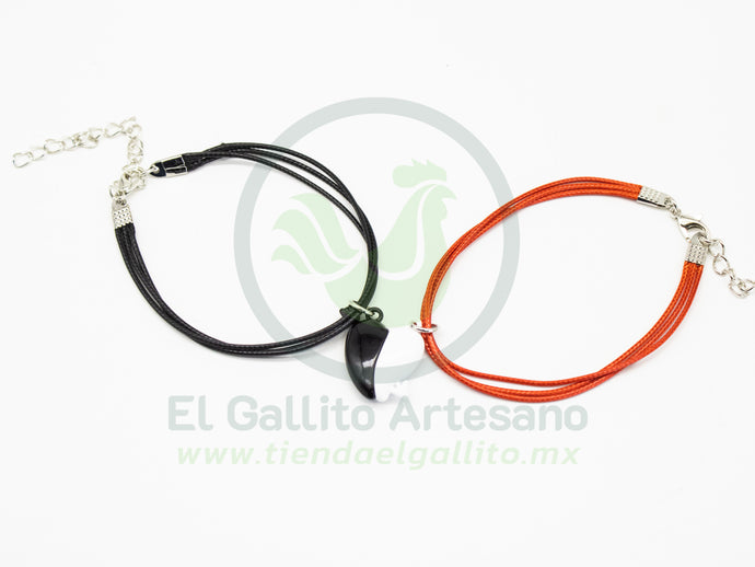 Pulsera HC Dije MD11 | Corazón Flechado Blanco/Negro