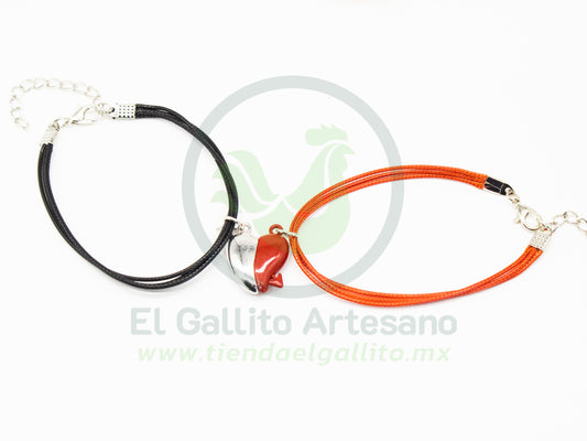 Pulsera HC Dije MD12 | Corazón Flechado Plateado/Rojo