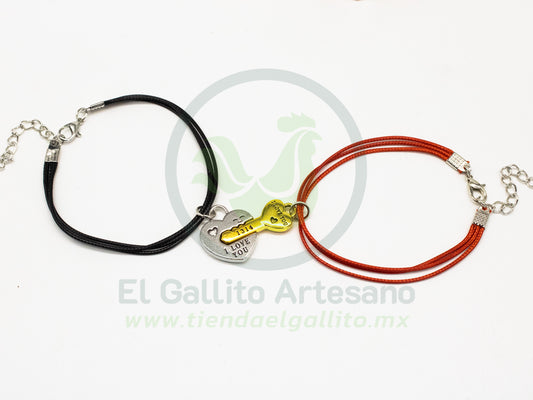 Pulsera HC Dije MD21 | Corazón Llave Plat/Dor