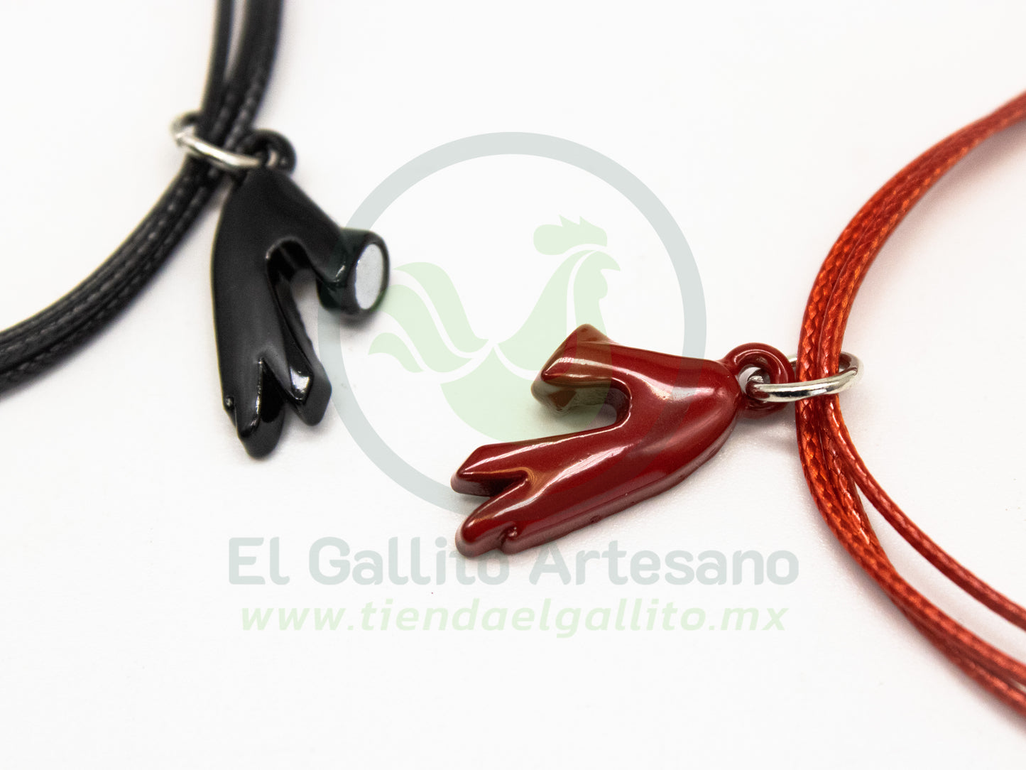 Pulsera HC Dije MD23 | Manos Corazón Coreano Neg/Rojo