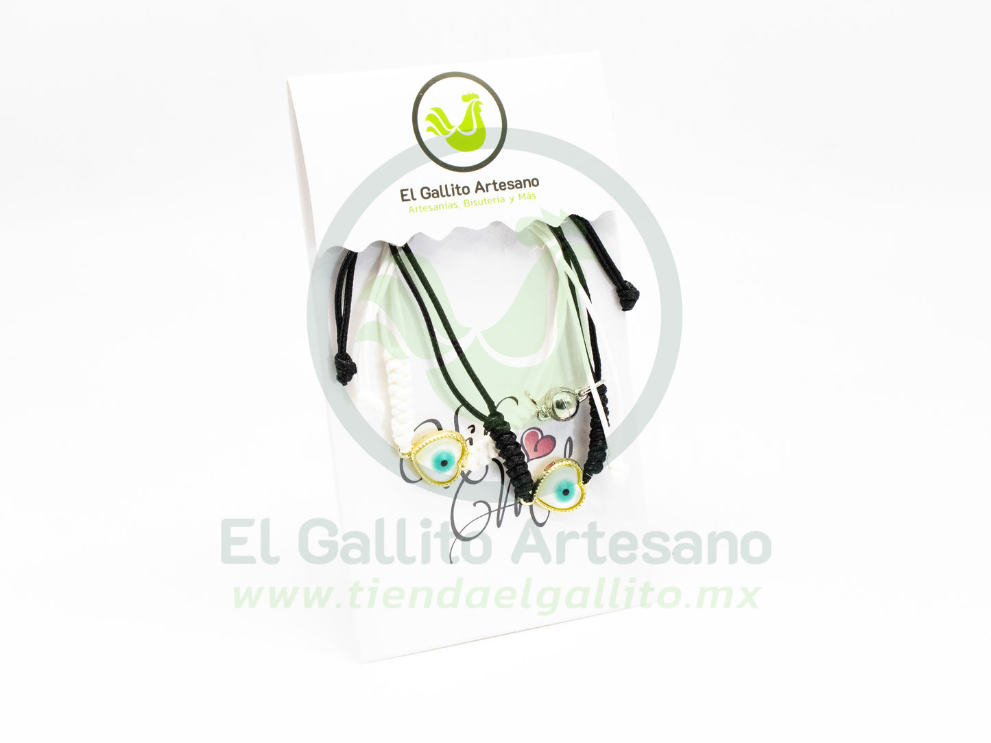 Pulsera Pareja MD23 | Corazón Ojo Blanco