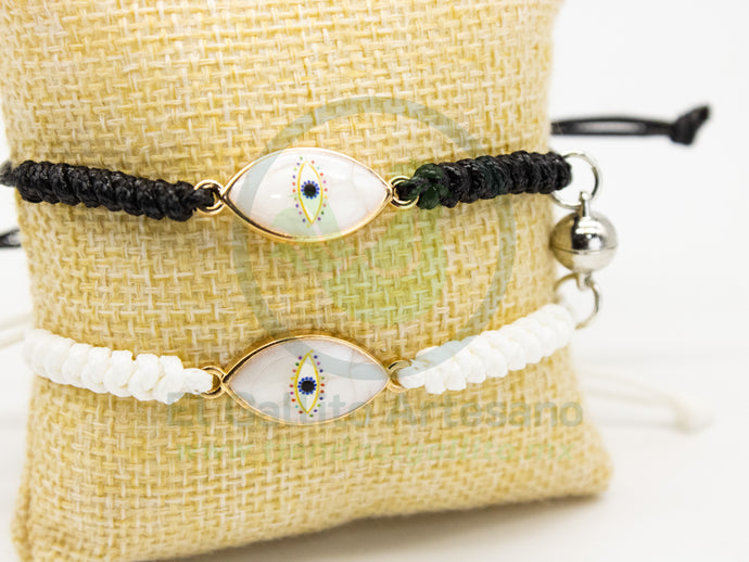 Pulsera Pareja MD29 | Ojo Blanco Óvalo