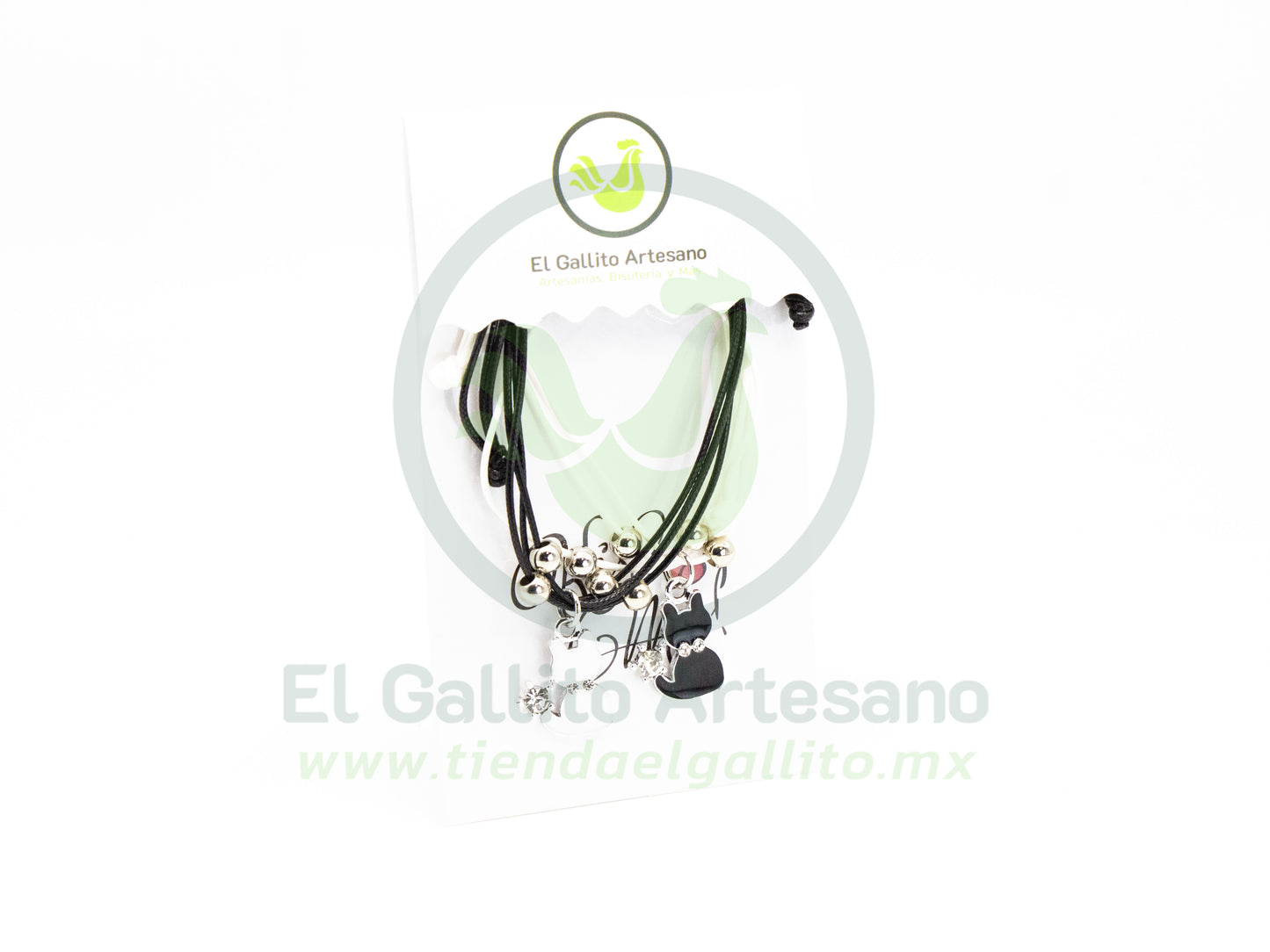 Pulsera Pareja MD31 | Gatitos Bl/Neg