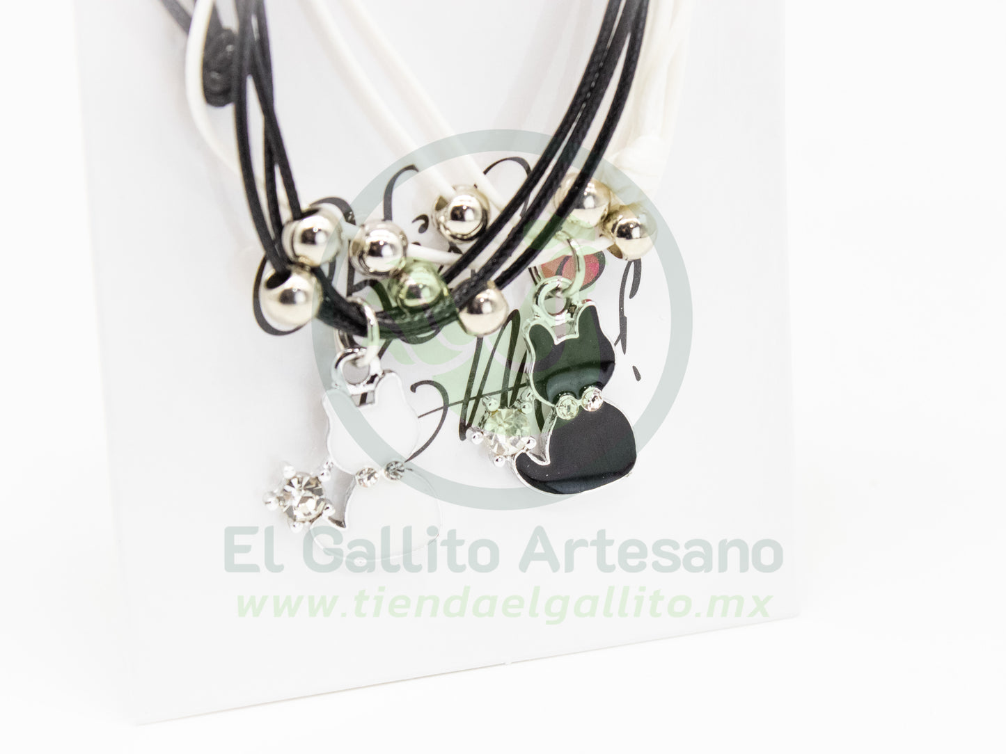 Pulsera Pareja MD31 | Gatitos Bl/Neg