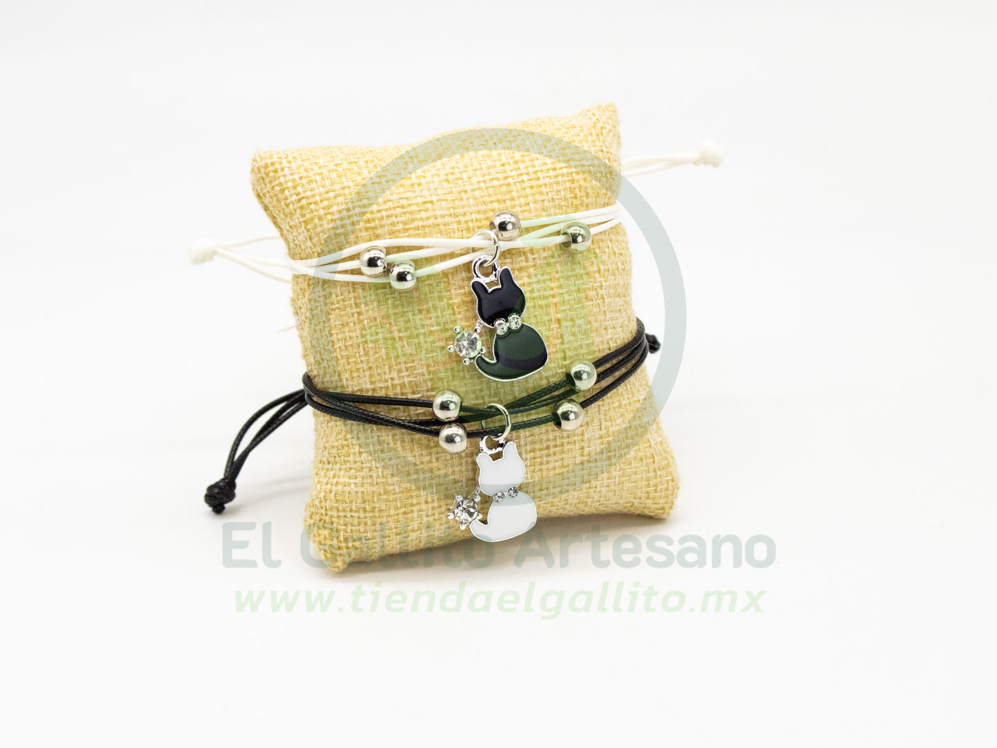 Pulsera Pareja MD31 | Gatitos Bl/Neg