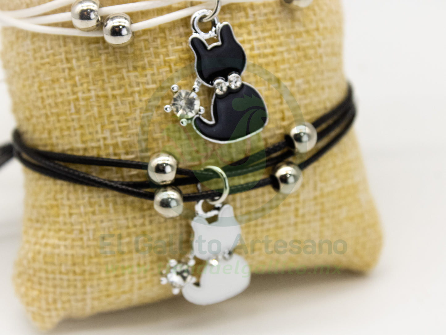 Pulsera Pareja MD31 | Gatitos Bl/Neg