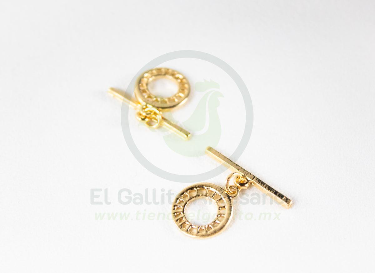 #137 Chapa de Oro- Broche Círculo Grabado (PIEZA)