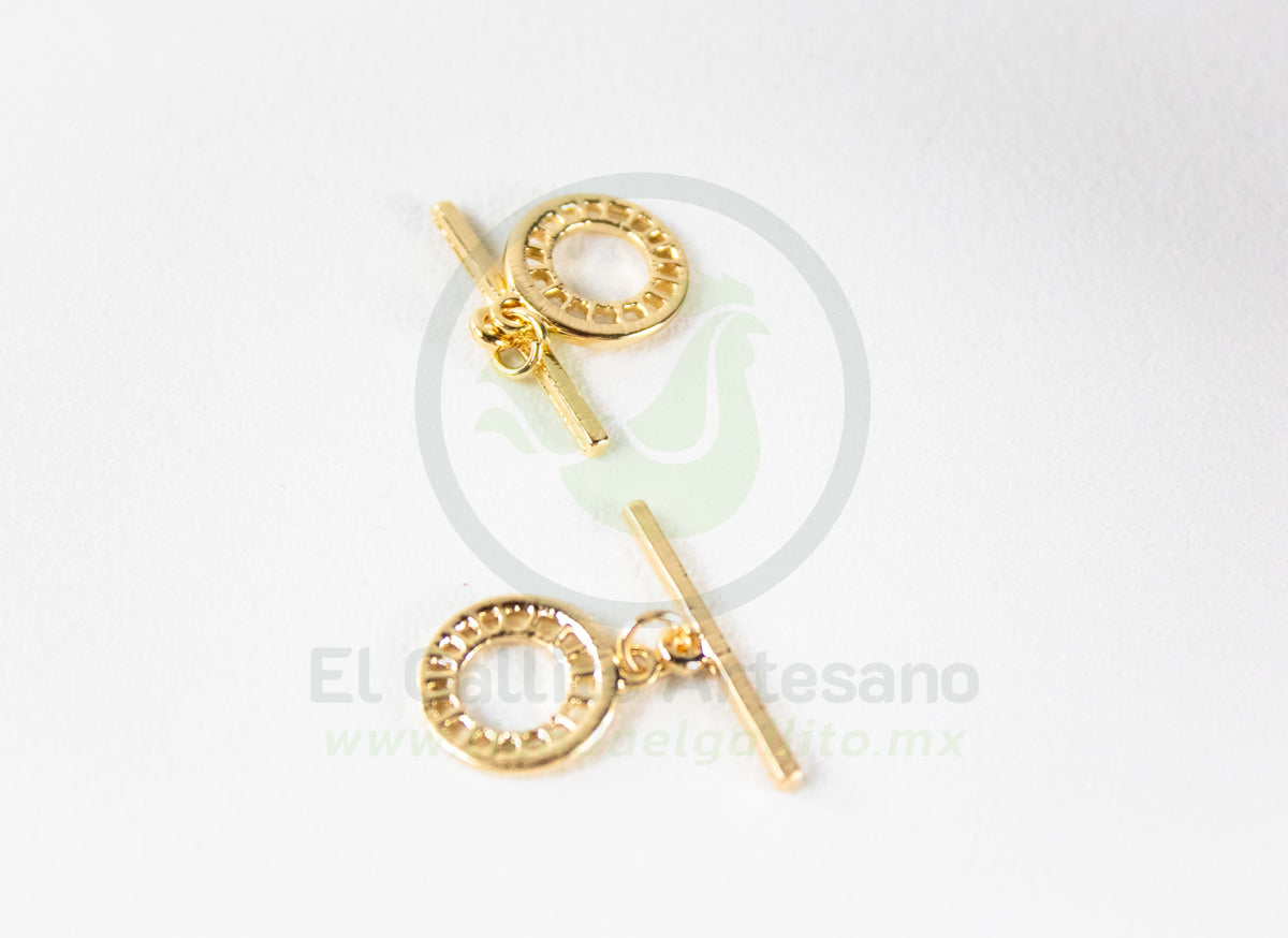 #137 Chapa de Oro- Broche Círculo Grabado (PIEZA)