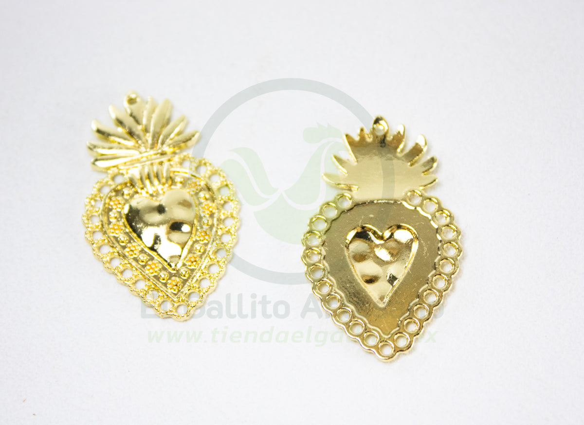 #539 Chapa de Oro - Sagrado Corazón Flores para bordar (PIEZA)