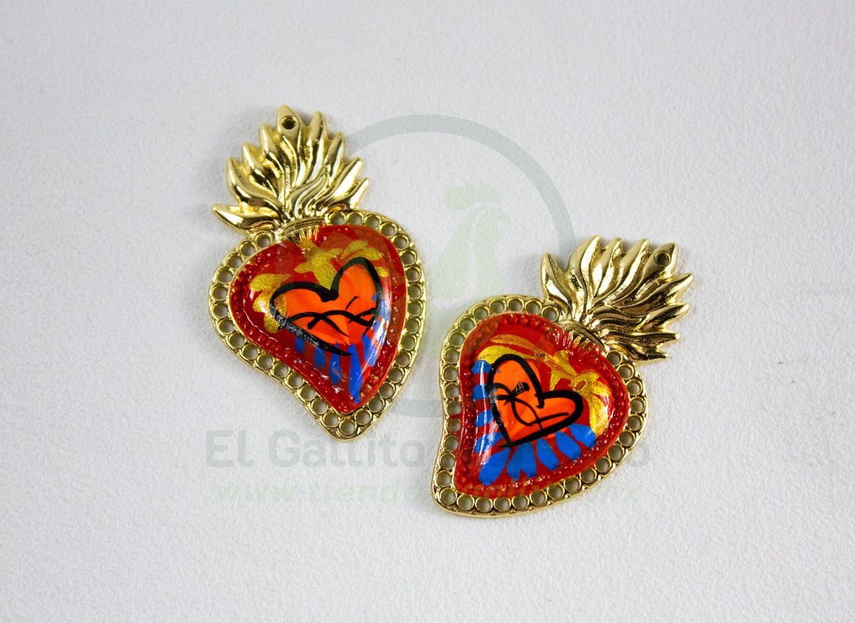 #908 Chapa de Oro - Dije Para Bordar Corazón Pintado (PIEZA) (NUEVO)