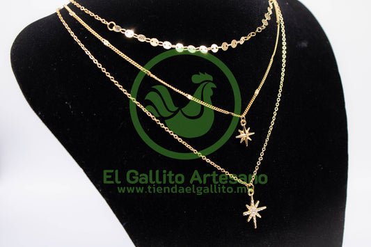 Collar 3H MD13 | Cadena Círculos + Estrella Cartesiana