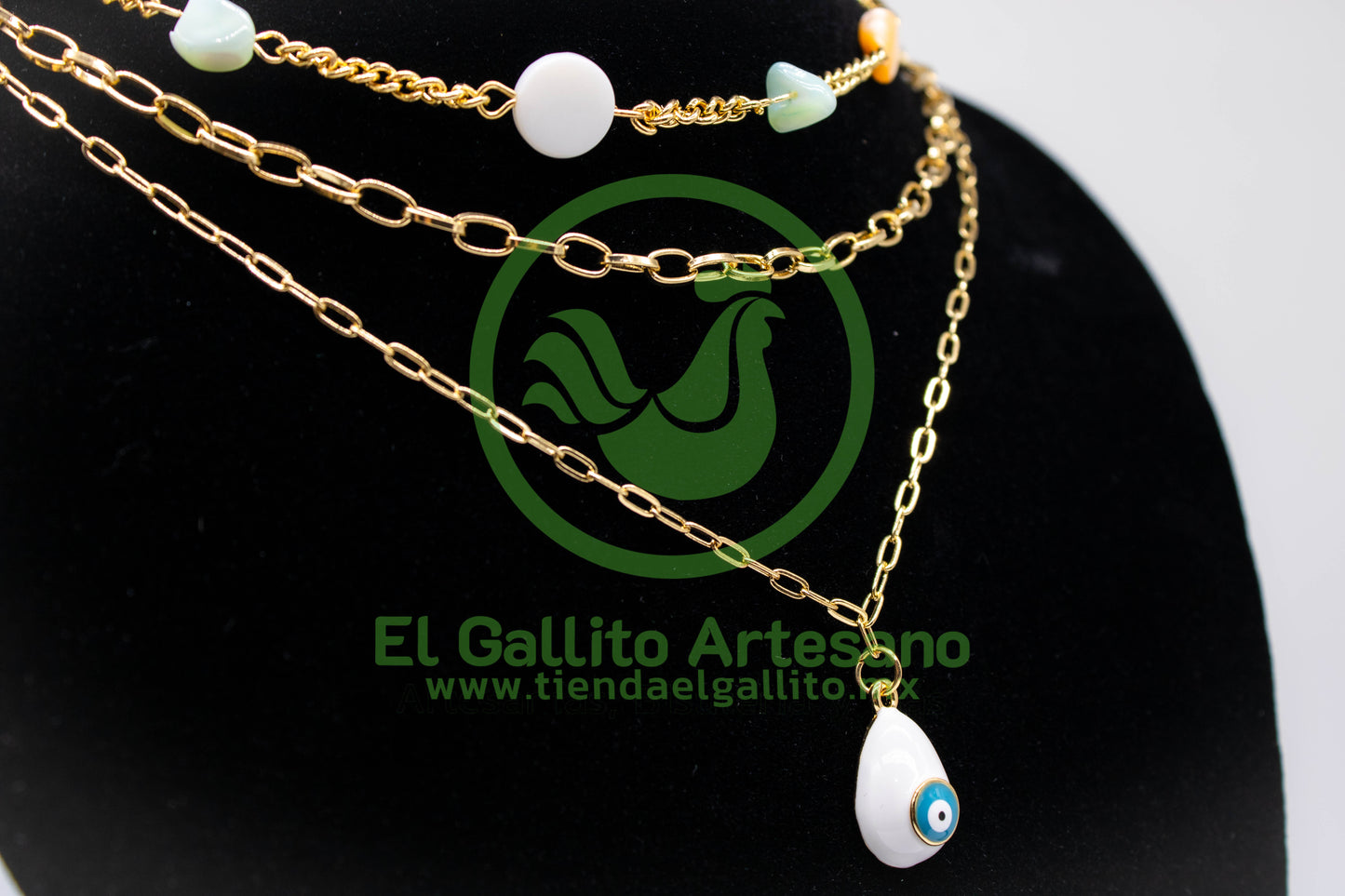 Collar 3H MD01 | Gota Ojo Azul + Chips