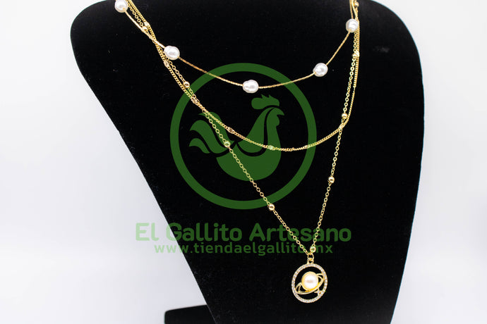 Collar 3H MD04 | Perla de Rio + Saturno