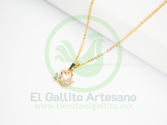 Collar Vivi 07 Zirconia Cisnes Corazón