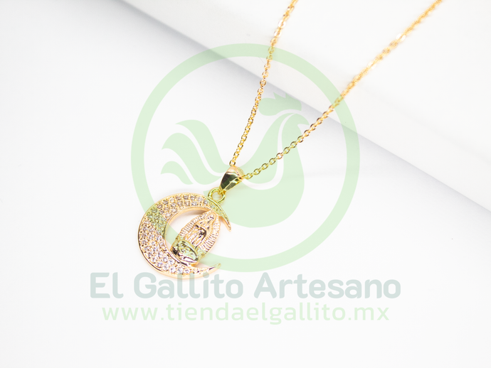 Collar Vivi 16 Zirconia Luna Virgen de Guadalupe