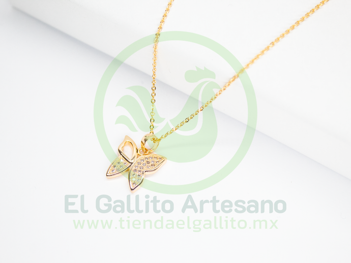 Collar Vivi 22 Zirconia Mariposa Silueta