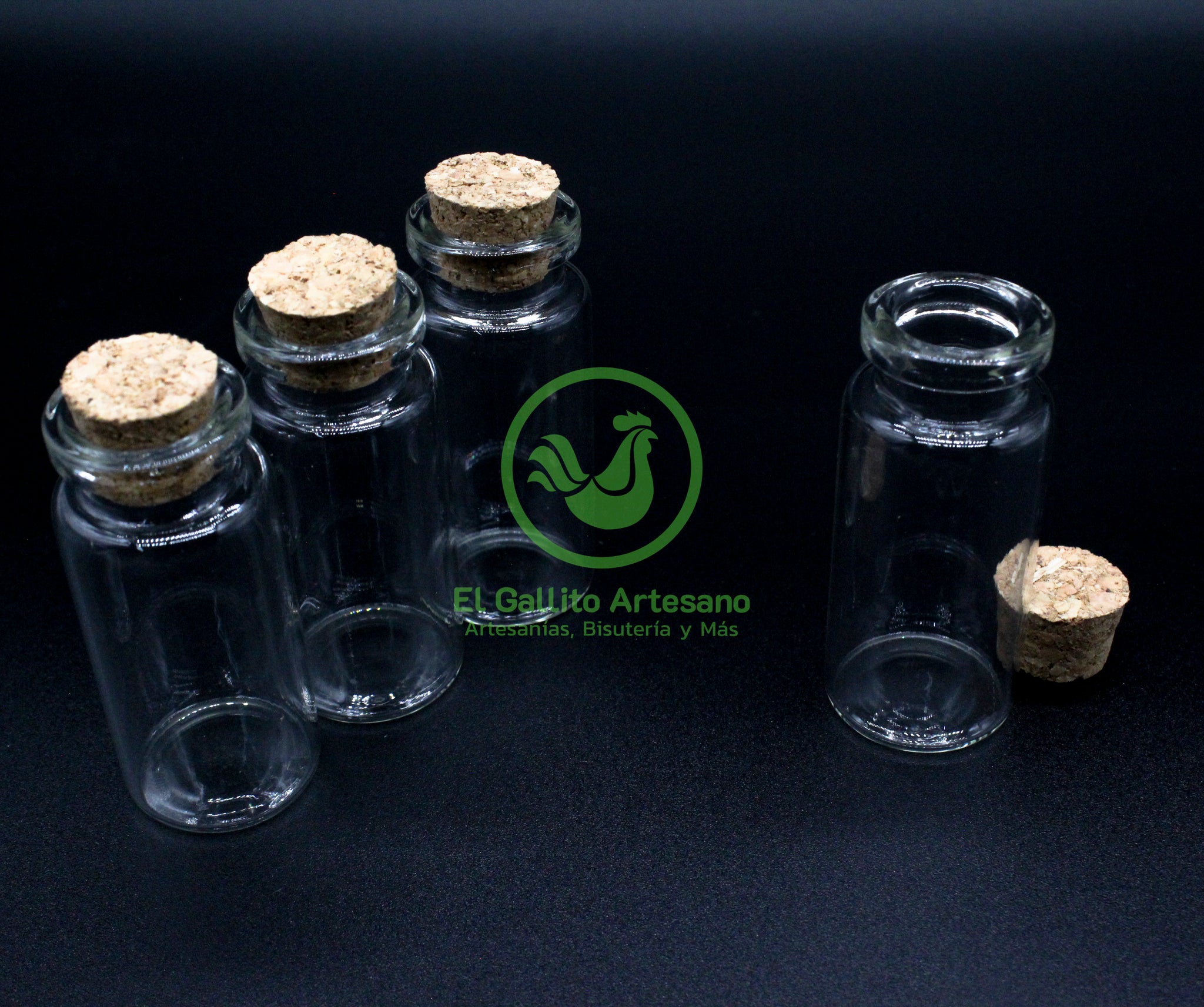 Envases de Vidrio con tapa de corcho - Set de 06pzs - Grupo Galdiaz