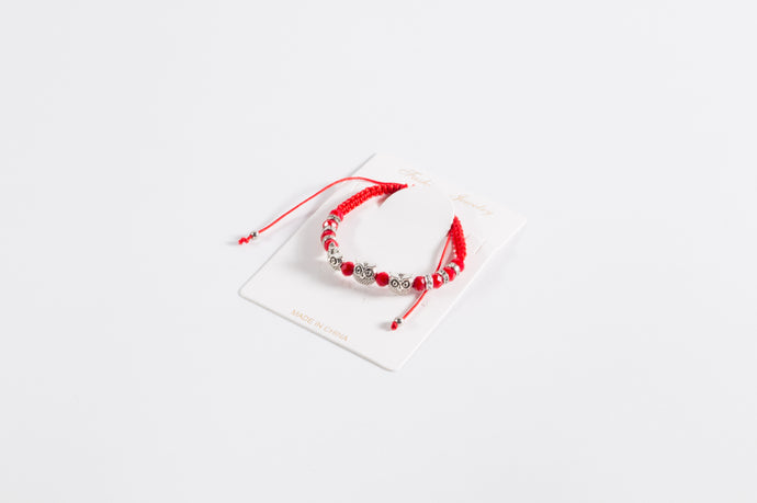 Pulsera Roja Con Separador Búho