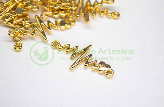 #548 Chapa de Oro - Dije Línea de Vida con Corazón(PIEZA)