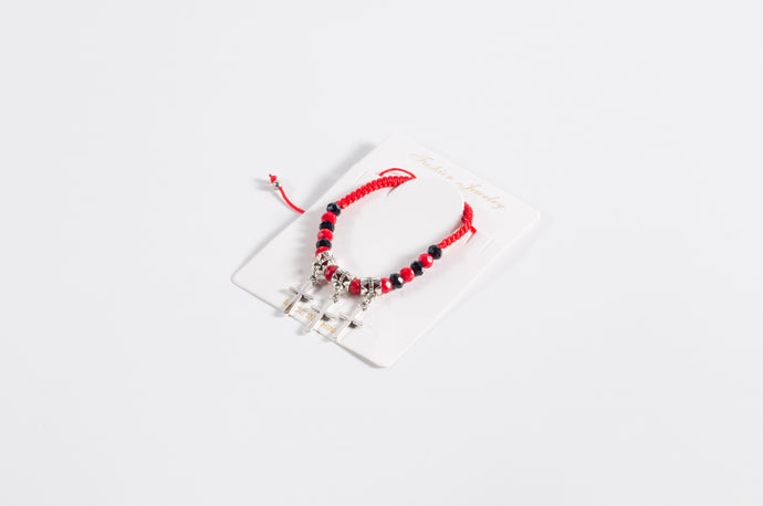 Pulsera Roja Con Cruz