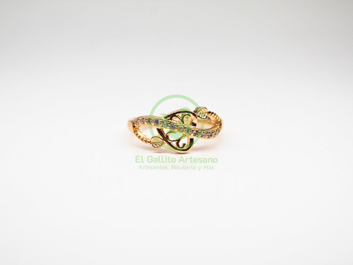 Anillo VIVI Zirconia 16 - Hojas Corazón Ola