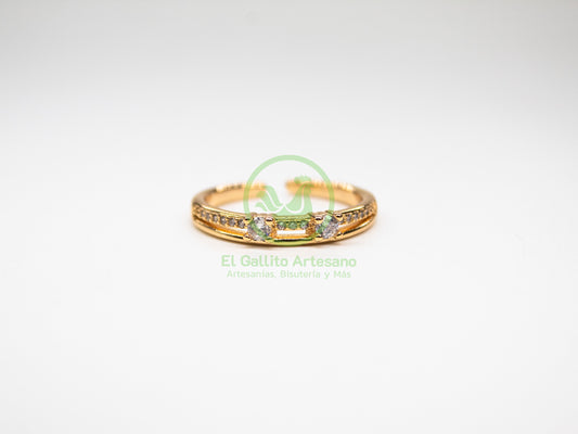 Anillo VIVI Zirconia 08 - 2 Cristales + linea