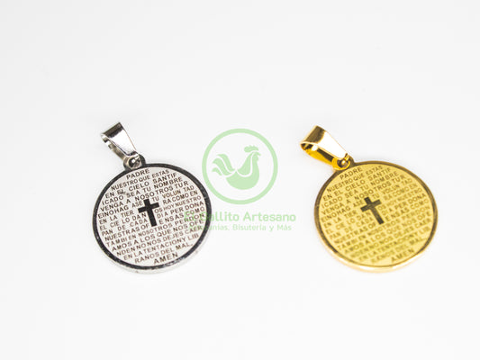 Dije Acero AC-10 Medalla Pequeña con Oración