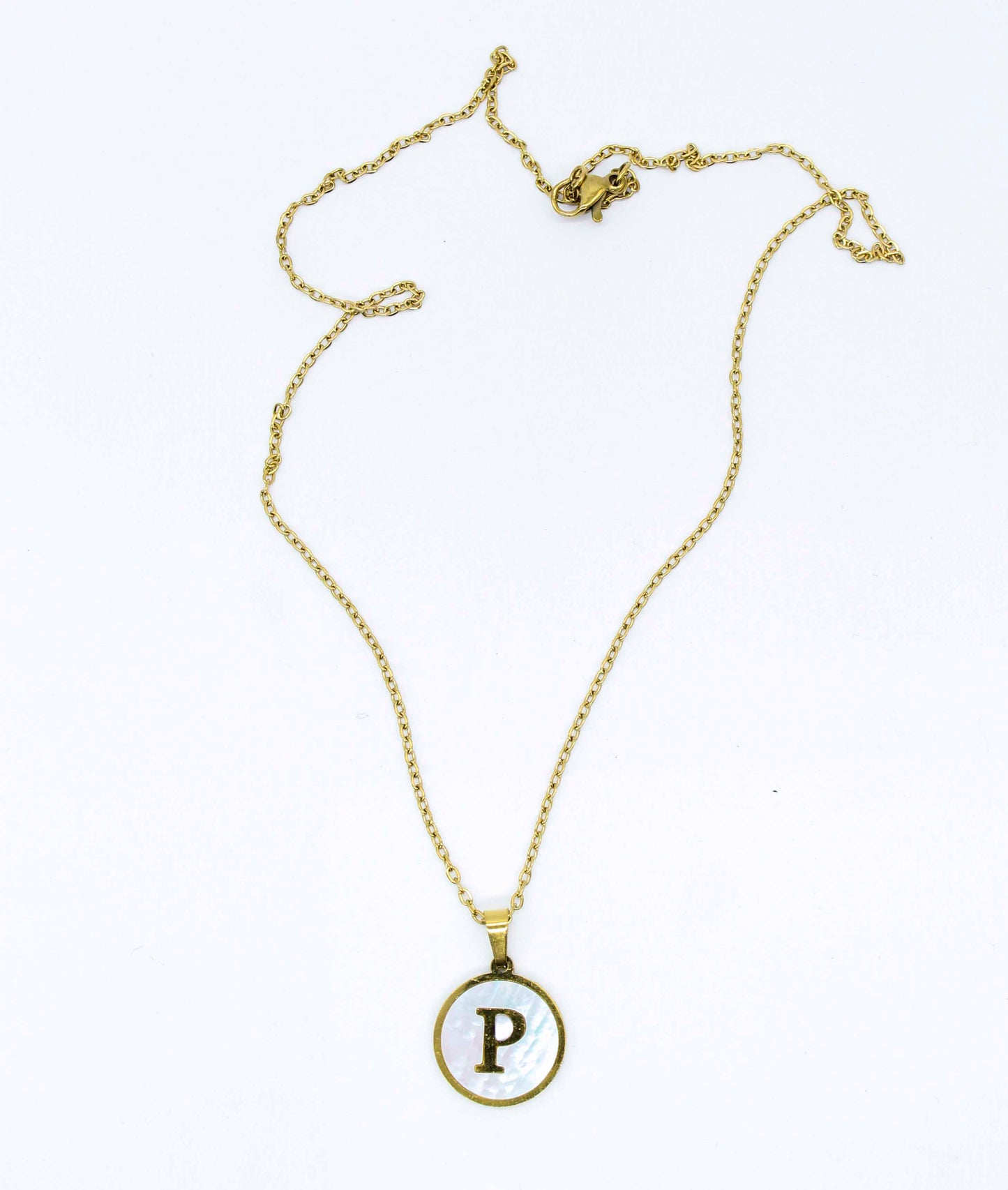 Collar Letras Circulo Perla Madre