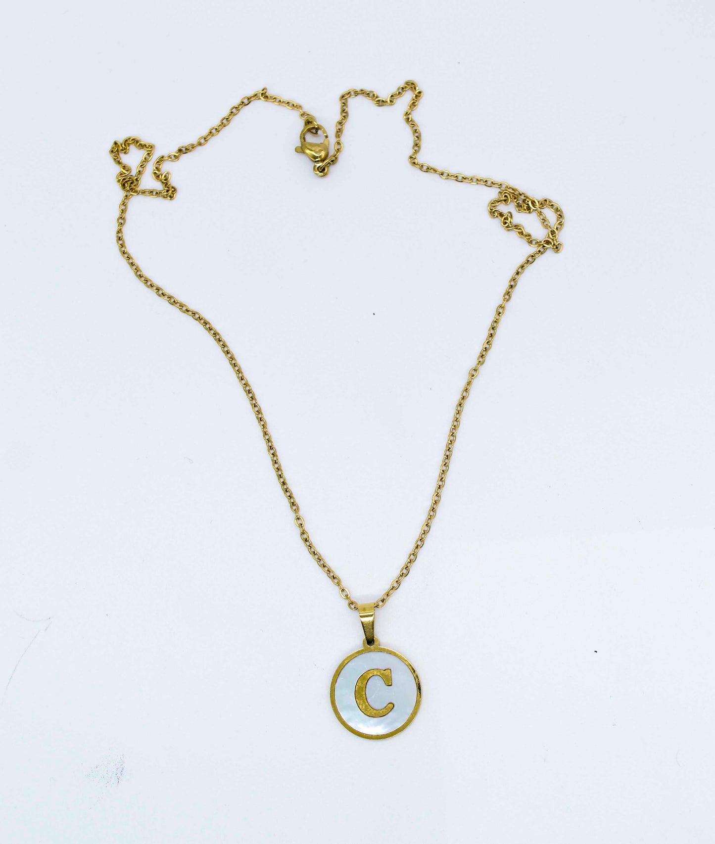 Collar Letras Circulo Perla Madre