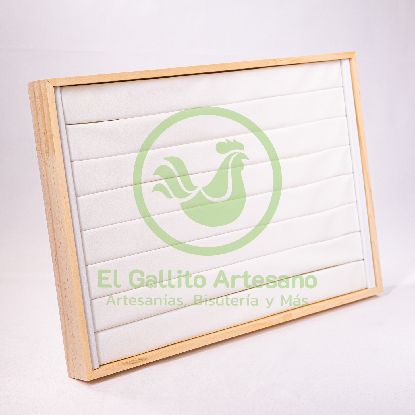 Exhibidor Anillo Piel Base Madera 35X24cm | Colores