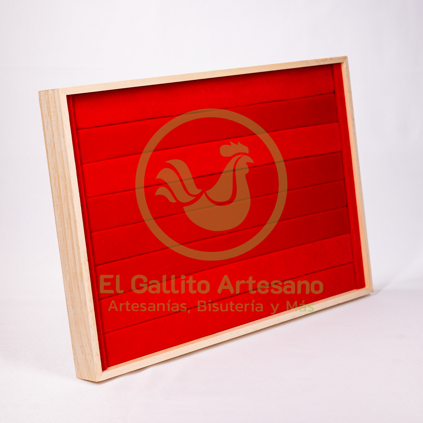 Exhibidor Anillo Piel Base Madera 35X24cm | Colores