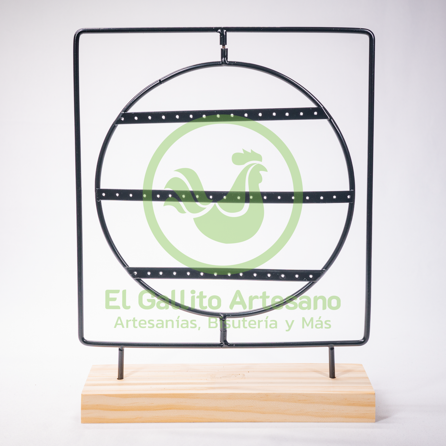 Exhibidor #61 Arete De Metal Circulo Negro 25.5X32.6cm