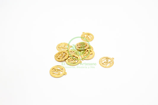 #539 Chapa de Oro - Dije Acuario - Signo Zodiacal (PIEZA)
