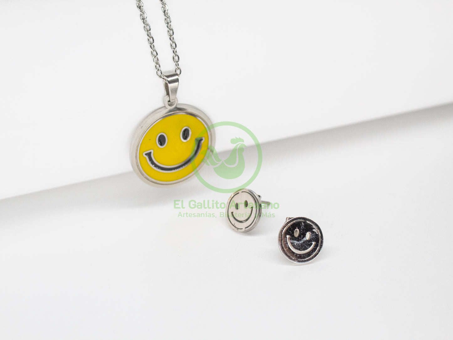 Collar Acero #23 - Cara Feliz Amarilla
