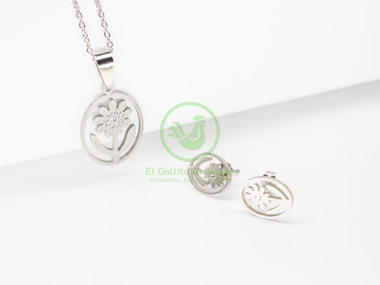 Collar Acero #27 - Girasol Cristal