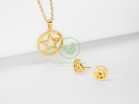 Collar Acero #36 - Estrella Círculo