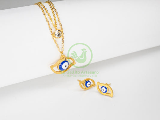 Collar Acero #43 - Ojo Turco Azul